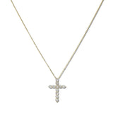 Gold Dipped Round Crystal Cross Pendant Necklace