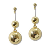 Gold Dipped Double Sphere Ball Drop Earrings - view 2