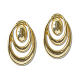 Gold Dipped Triple Tiered Oval Statement Earrings - view 3