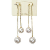 Crystal Pave and Pearl Double Linear Drop Earrings - view 2