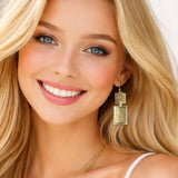 Textured Double Geometric Linear Drop Earrings