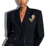 Sorority Crystal Embellished Pave Ribbon Brooch PIN