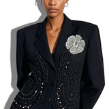 Pave Crystal Filigree Flower Brooch PIN - view 2