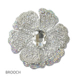 Pave Crystal Filigree Flower Brooch PIN