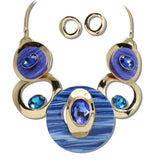 Gold Celluloid Acetate and Rhinestone Geometric Necklace - view 3