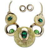 Gold Celluloid Acetate and Rhinestone Geometric Necklace - view 7