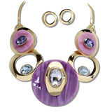 Gold Celluloid Acetate and Rhinestone Geometric Necklace - view 8