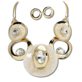 Gold Celluloid Acetate and Rhinestone Geometric Necklace - view 5