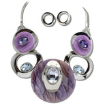Silver Tone Celluloid Acetate and Rhinestone Geometric Necklace - view 7