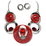 Silver Tone Celluloid Acetate and Rhinestone Geometric Necklace - view 8