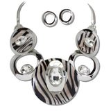 Animal Print Celluloid Acetate and Rhinestone Geometric Necklace - view 3