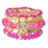 Nugget Accent Multi Layered Beaded Steretch Bracelet - view 2