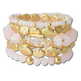 Nugget Accent Multi Layered Beaded Steretch Bracelet - view 3