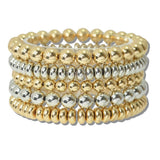 Mixed Metal Multi Layered Beaded Stretch Bracelet