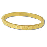 Stainless Steel Ribbed Geometric Bangle Designer Inspired Bracelet