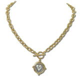 Engraved Heart Pendant Toggle Necklace