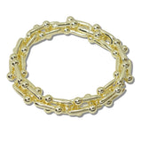 14K Gold Plated Ball Link Designer Inspired Stretch Bracelet - view 2