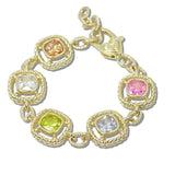 14K Gold Plated Multi CZ Designer Inspired Bracelet