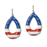 American Flag Enamel Teardrop Earrings