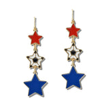 World CUP Soccer USA Star Tiered Drop Earrings
