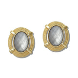 Vintage Inspired Textured Oval Stud Earrings - view 4