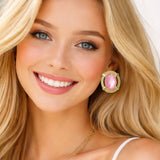 Vintage Inspired Textured Oval Stud Earrings - view 2