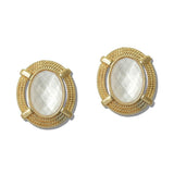Vintage Inspired Textured Oval Stud Earrings - view 3