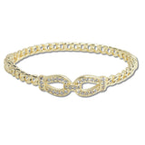 107719, 14K GOLD PLATED BUCKLE CUBIC ZIRCONIA ACCENT DESIGNER INSPIRED BRACELET