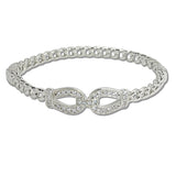 107719, 14K GOLD PLATED BUCKLE CUBIC ZIRCONIA ACCENT DESIGNER INSPIRED BRACELET