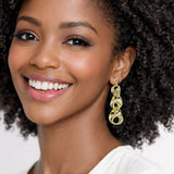 14K Gold Plated Sculptural Link Drop Designer Inspired Earrings