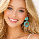 Western Turquoise Floral Drop Earrings - view 2