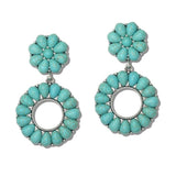 Western Turquoise Floral Drop Earrings