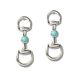 Western Horsebit Turquoise Stone Accent Earrings