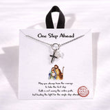 Dainty Cross and Freshwater Pearl Charm Necklace - view 2