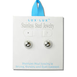 Small Half Ball Stainless Steel Stud Earrings - view 2