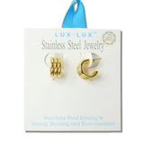 Small Triple ROW Stainless Steel Hoop Earrings