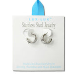 Small Triple ROW Stainless Steel Hoop Earrings - view 2