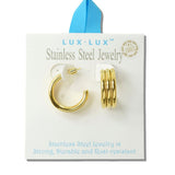 Triple ROW Stainless Steel Hoop Earrings