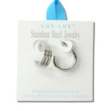 Triple ROW Stainless Steel Hoop Earrings - view 2