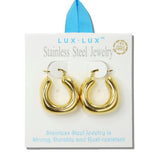 Thick Horseshoe Stainless Steel Hoop Earrings - view 2