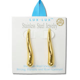 Long Curved Teardrop Stainless Steel Earrings