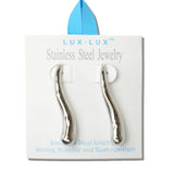 Long Curved Teardrop Stainless Steel Earrings - view 2
