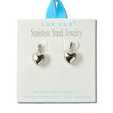 Puffy Heart Stainless Steel Drop Earrings