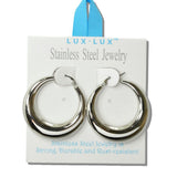 Thick Stainless Steel Hoop Earrings - view 2