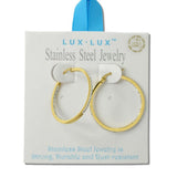 Pave Crystal Stainless Steel Hoop Earrings - view 2