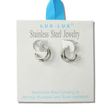Small Double ROW Stainless Steel Hoop Earrings - view 2