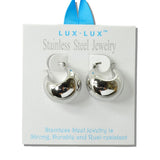 Chunky Dome Stainless Steel Hoop Earrings - view 2
