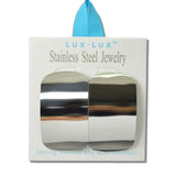 Large Wavy Rectangle Stainless Steel Earrings - view 2