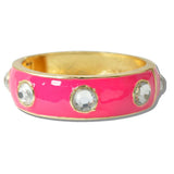 Enamel Bezel Crystal Stone Hinged Bracelet - view 3