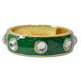 Enamel Bezel Crystal Stone Hinged Bracelet - view 4